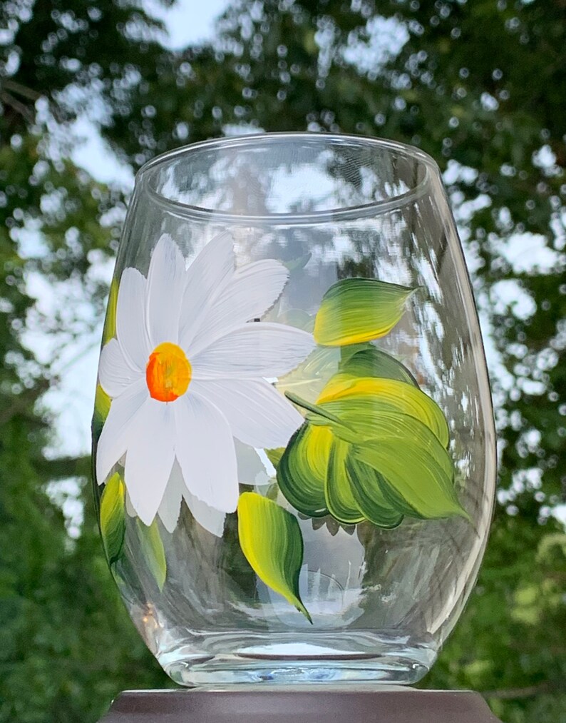 Painted Wine Glasses Stemless Wine Glass Candle Holder Etsy