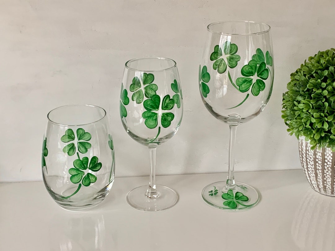 Irish Wine Glass Irish Shamrock, Stemless Stemmed Wine Glass Decor