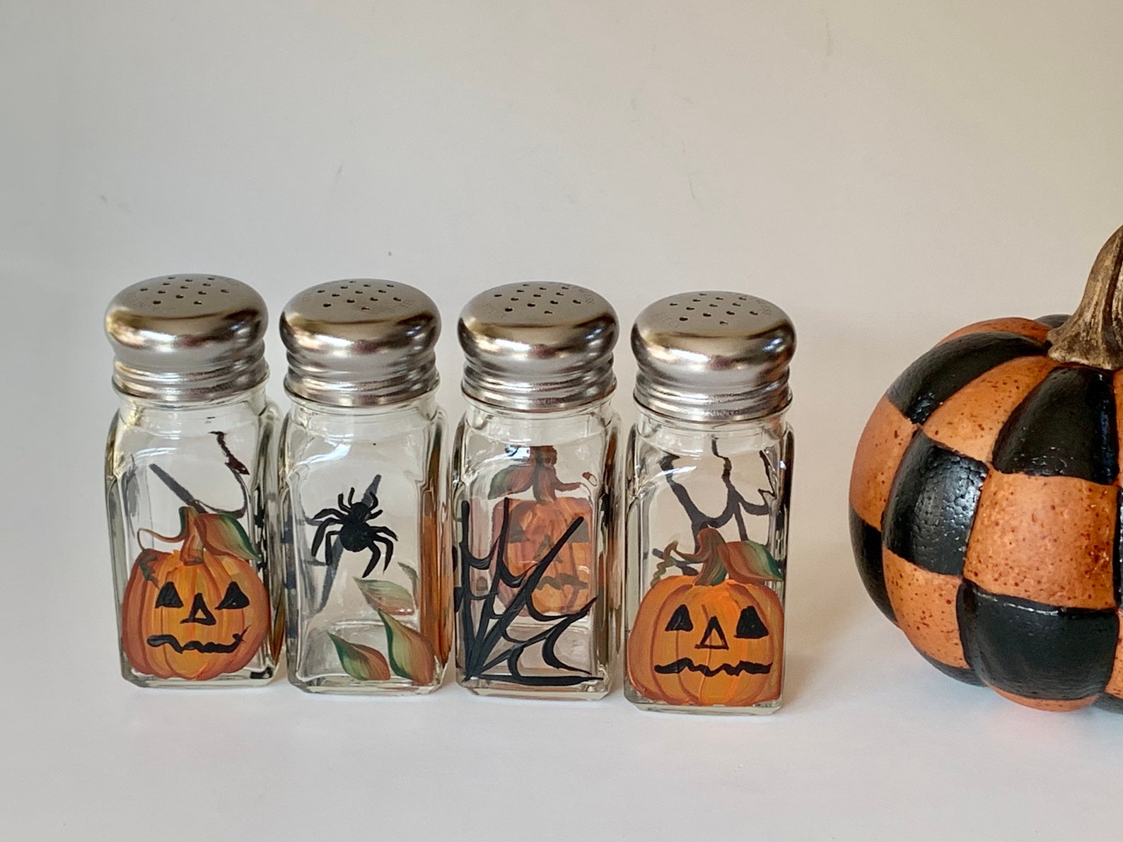 Halloween Salt and Pepper Shakers Spiders Pumpkins Halloween Etsy