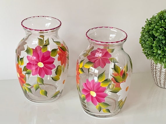 Glass painting vase deals