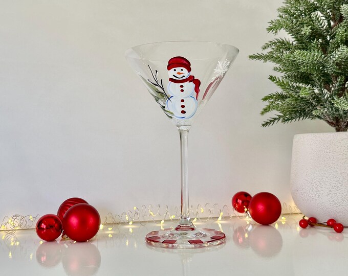 Painted Winter Martini Glass Single Christmas Cocktail Glass Winter painted-winter-martini-glass-single-christmas-cocktail-glass-winter