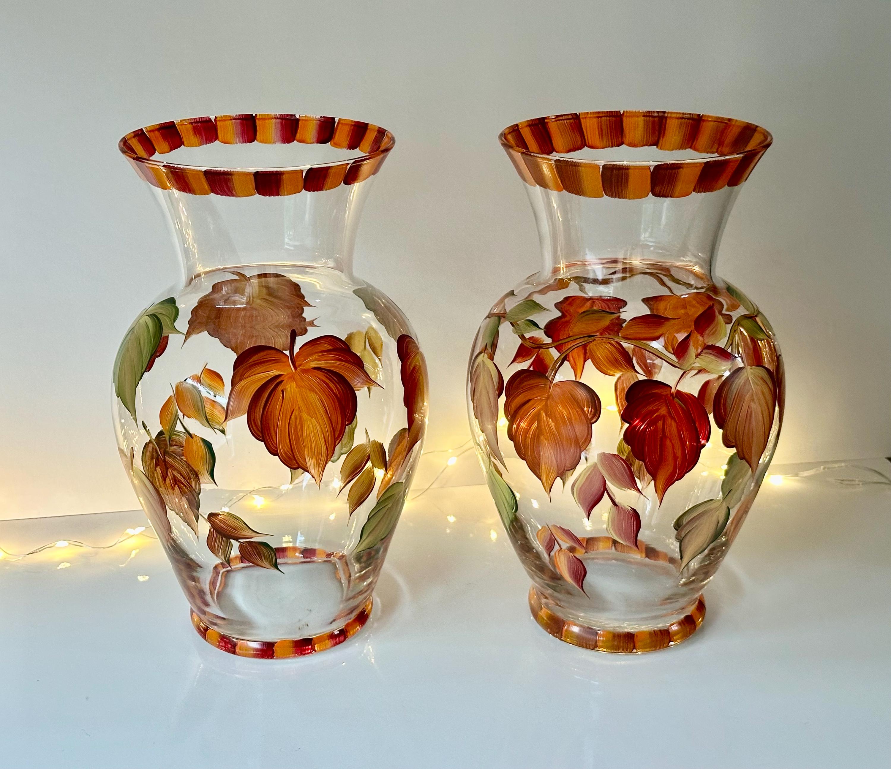 Painted Fall Leaf Vase