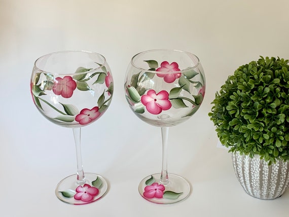 Painted Wine Glasses, Birthday Present, Fancy Wine Glasses, 60th