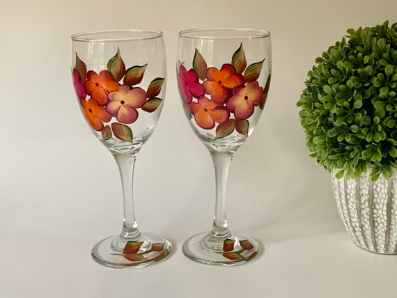 Painted Wine Glasses With Fall Flowers, 21st Birthday Gift for Her,  Godmother Gift, Wedding Wine Glass, Autumn Wine Glass, Mom Gift - Etsy
