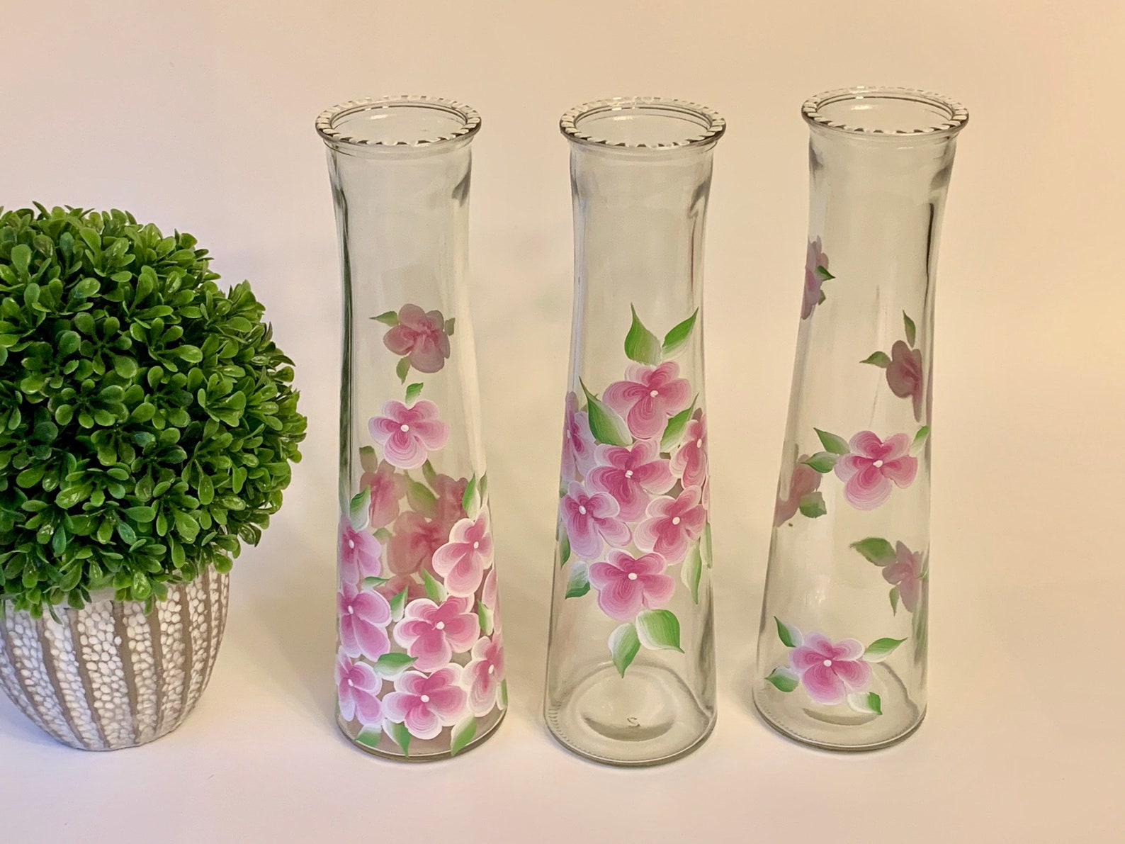 Painted Glass Bud Vase With Pink Flowers Bud Vase Step Mom - Etsy