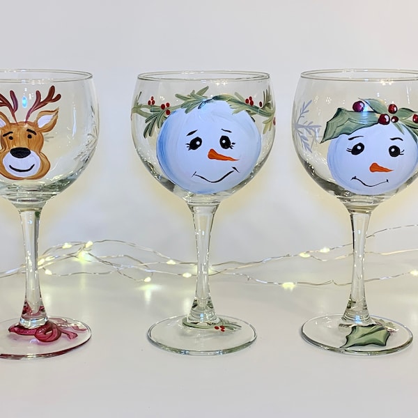 Holiday Wine Glasses Etsy