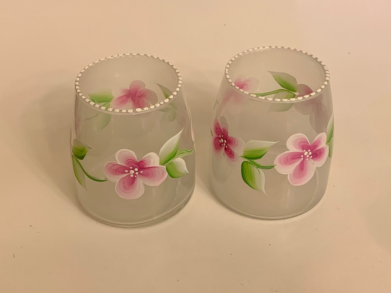 Hand Painted Candle Holders on a Frosted Glass or a Sea Blue Etsy