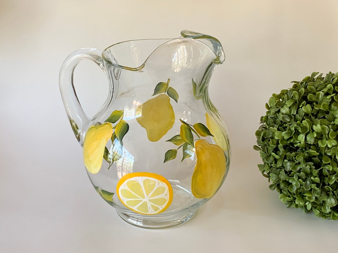 Lemonade glass pitcher set summer wedding gift step mom Etsy