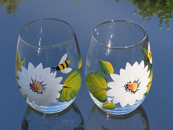 Artisanal Hand Painted Stemless - Gift for Mom, Friends