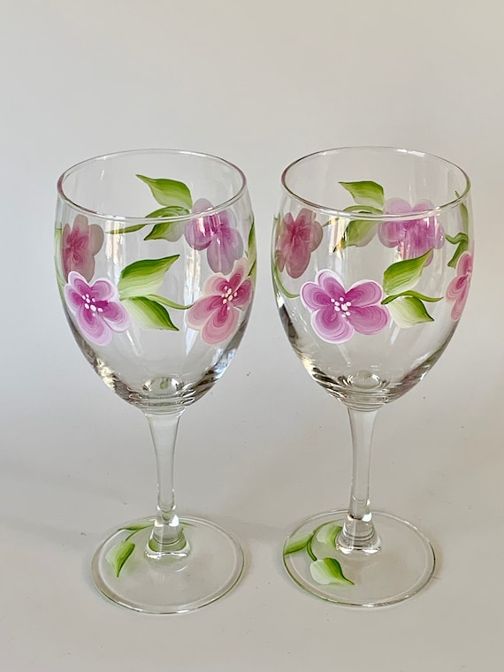 Painted Wine Glasses Pink Flowers, 21st Birthday Gift for Her, Godmother  Gift, Pink Wedding Gift, Spring Stemmed Glasses, White Wine Goblet - Etsy