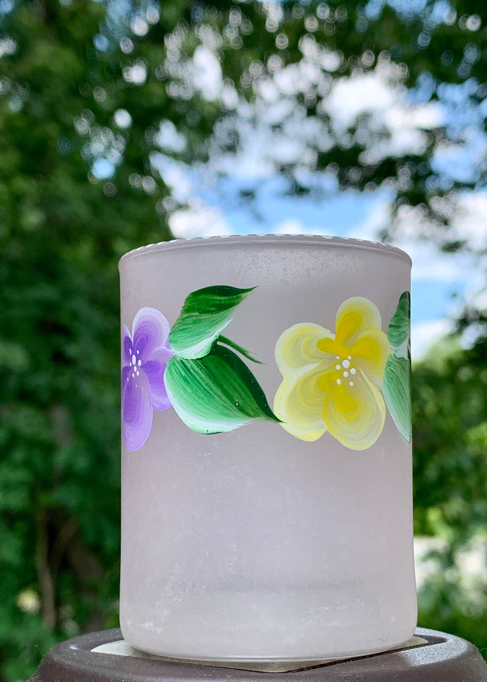 Hand Painted Candle Holders on a Frosted Glass With Various Etsy