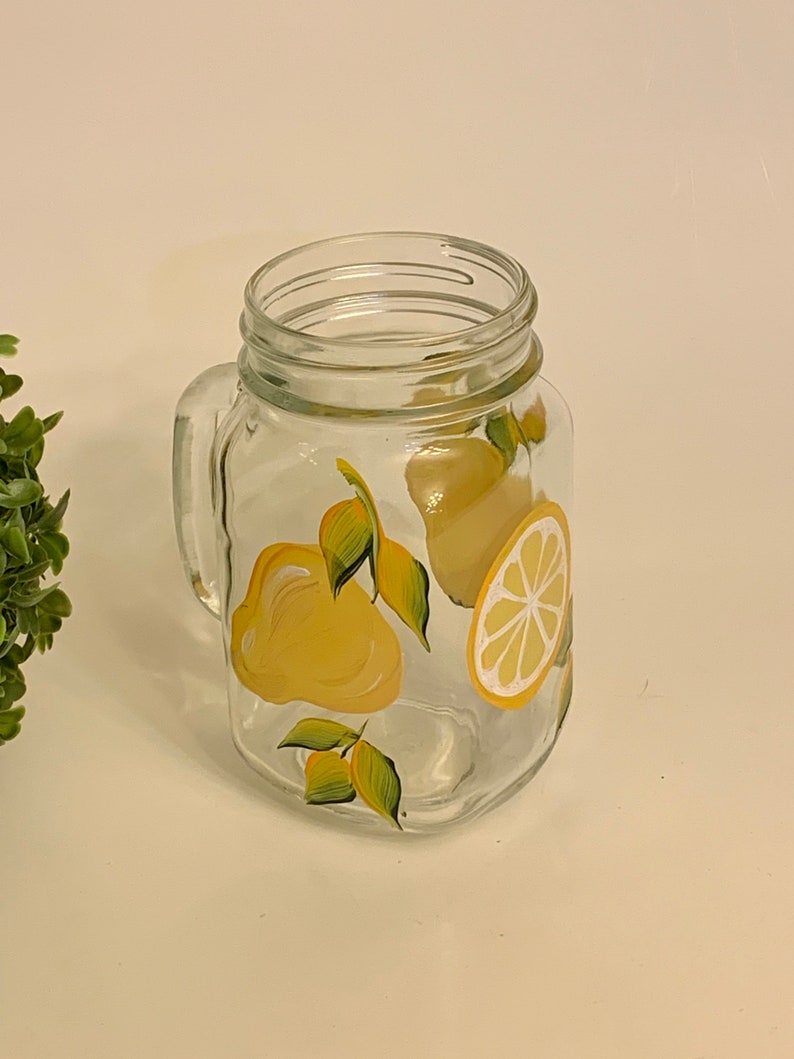 Handpainted Jar With Lemons Lemonade Jar Sangria Jar Drinks Etsy
