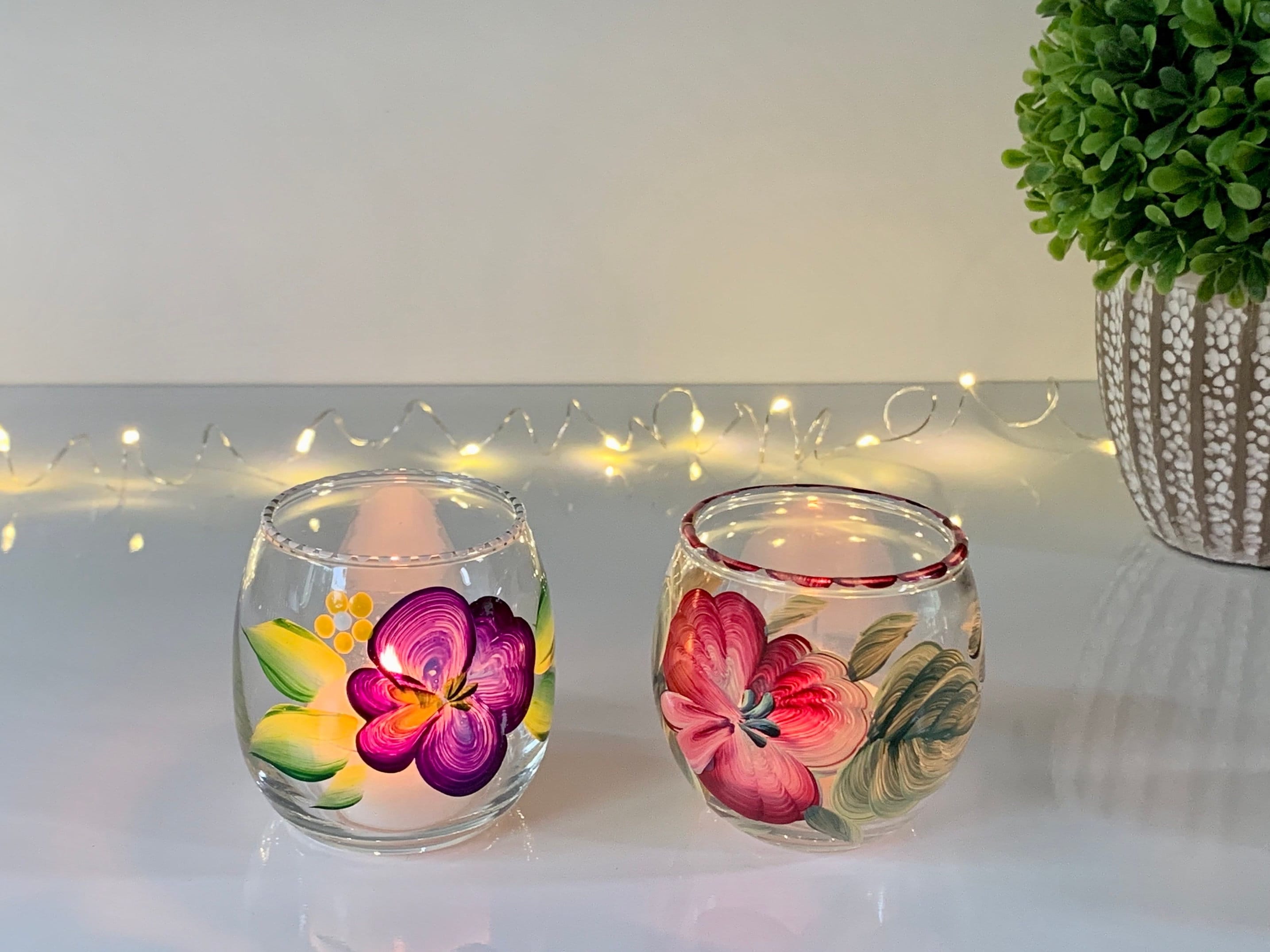 Karma Glass Flower Tealight Holder - Lime Green, Floral Candle Holder For Home Decor