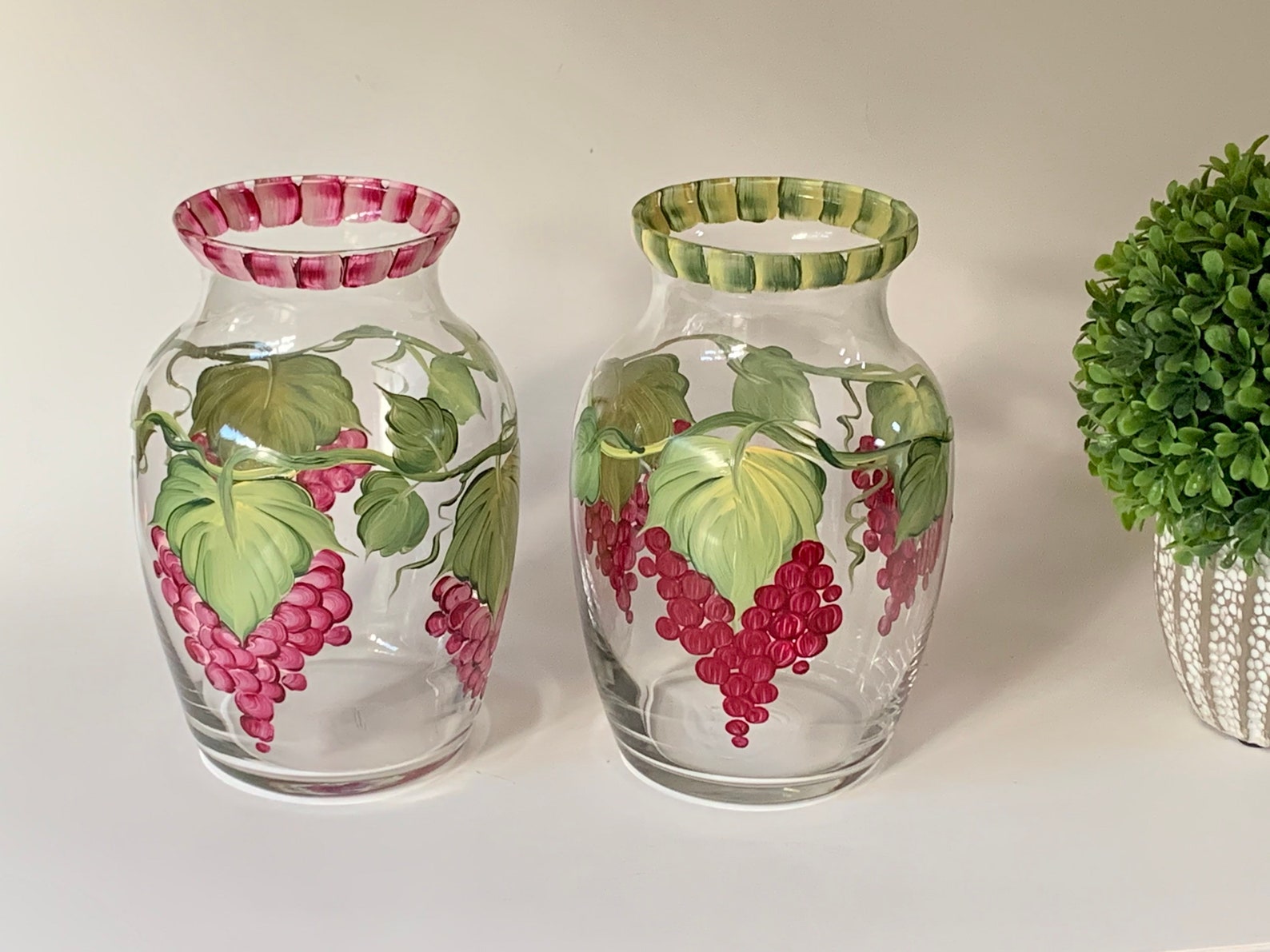 Home Decor Ceramic Vase with Grapes Design