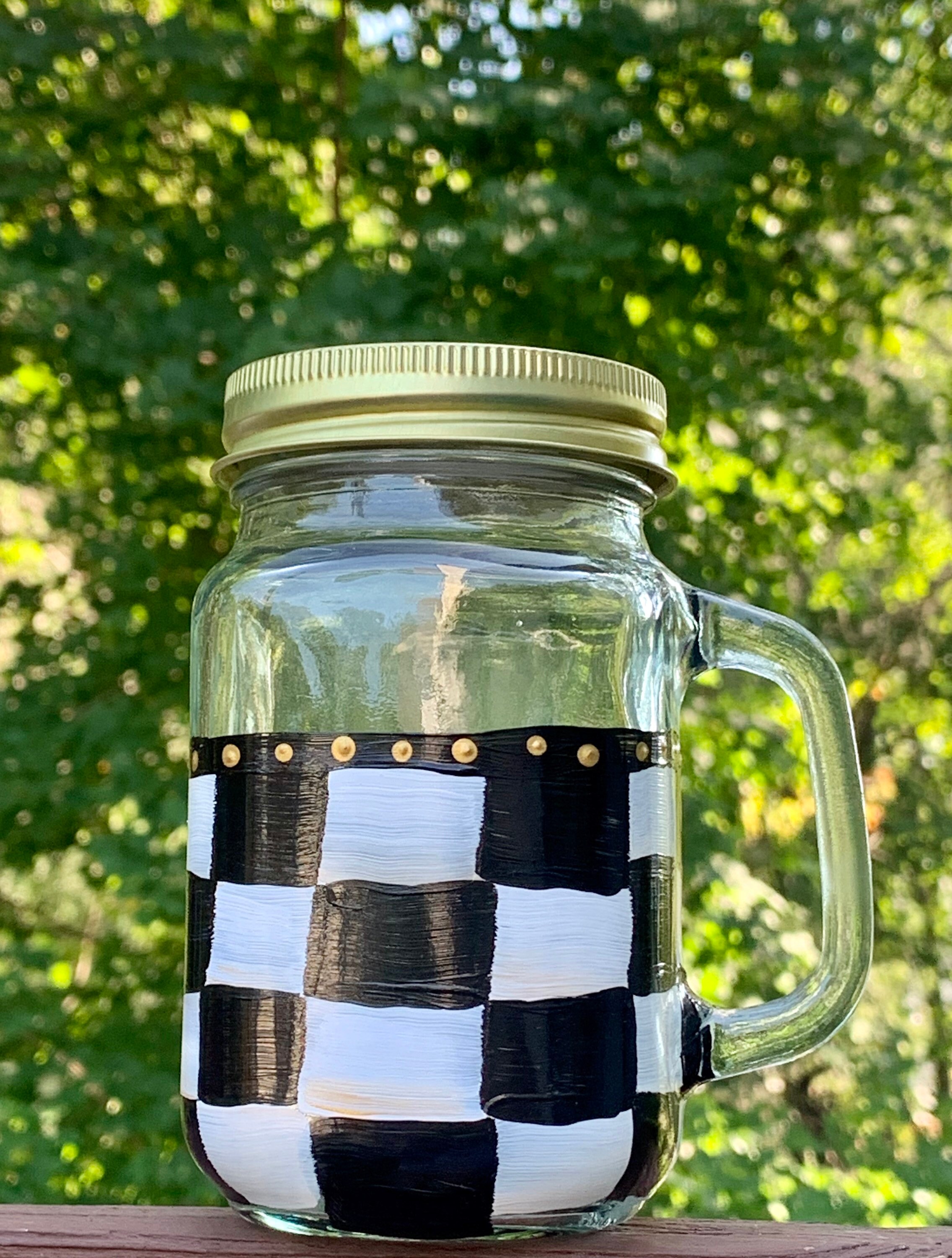 Black and white painted mason jar sangria jar lemonade Etsy