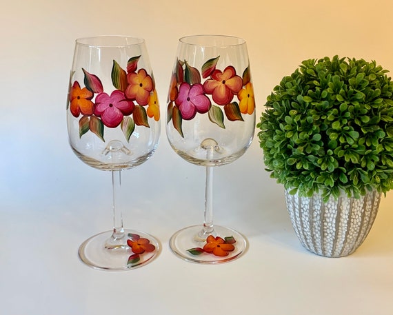 Painted Crystal Wine Glasses Fall Flowers, 21st Birthday Gift for Her,  Godmother Gift, Wedding Wine Glass, Autumn Goblet, Sister in Law Gift -  Etsy Israel