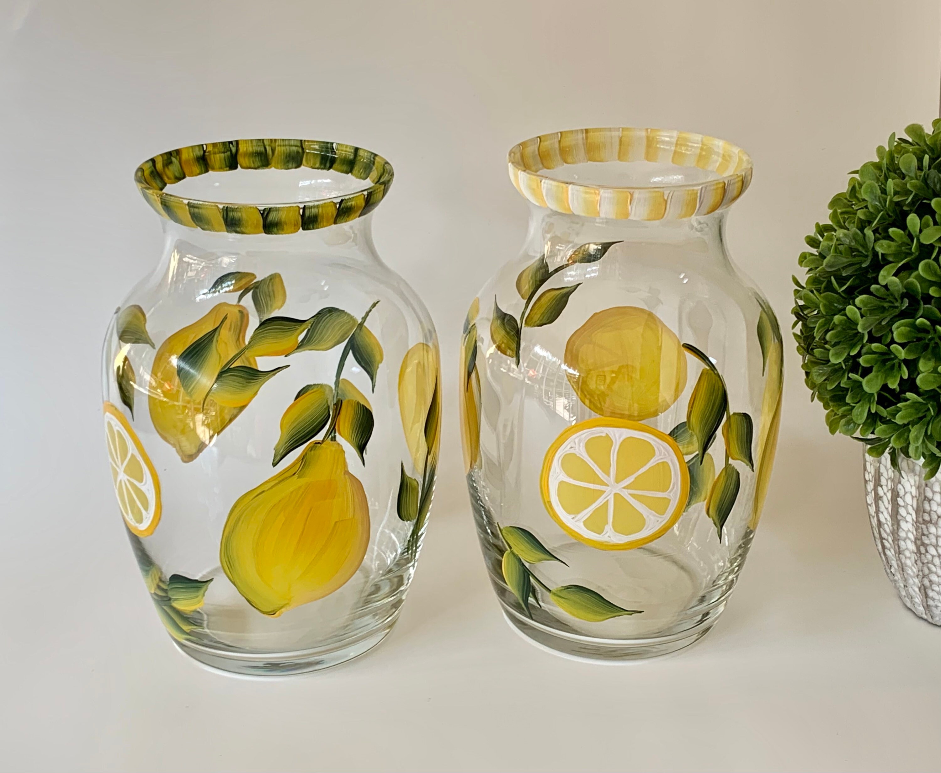 21St Birthday Gift For Her Lemons Vase, Mothers Day Basket, Lemon Bridal Shower, One Clear Glass Vase Godmother Or Step Mom Idea