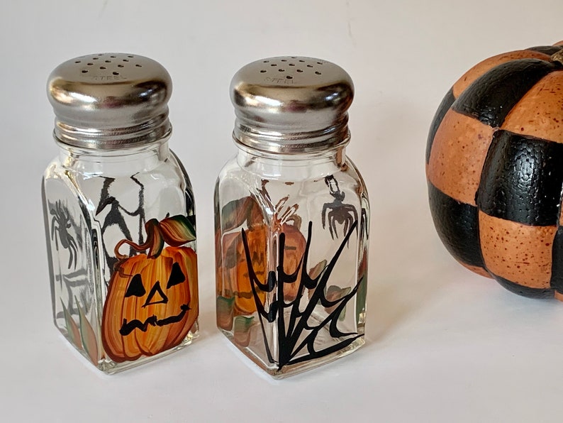 Halloween Salt and Pepper Shakers Spiders Pumpkins Halloween Etsy
