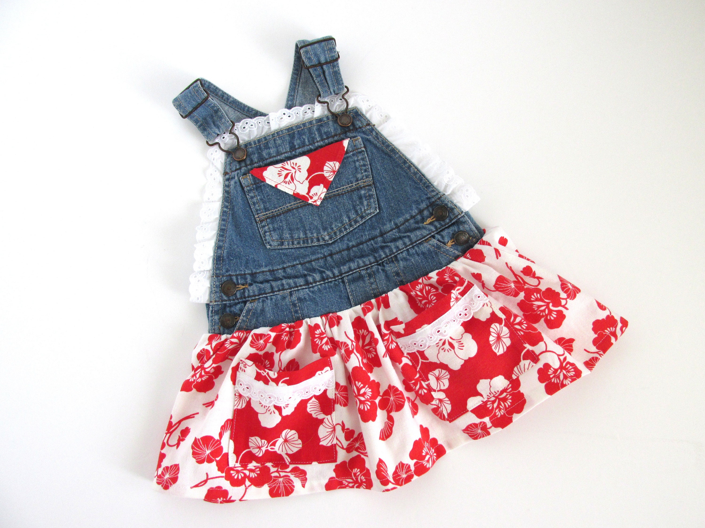 Denim overall skirt red online
