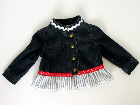 girls red jean jacket