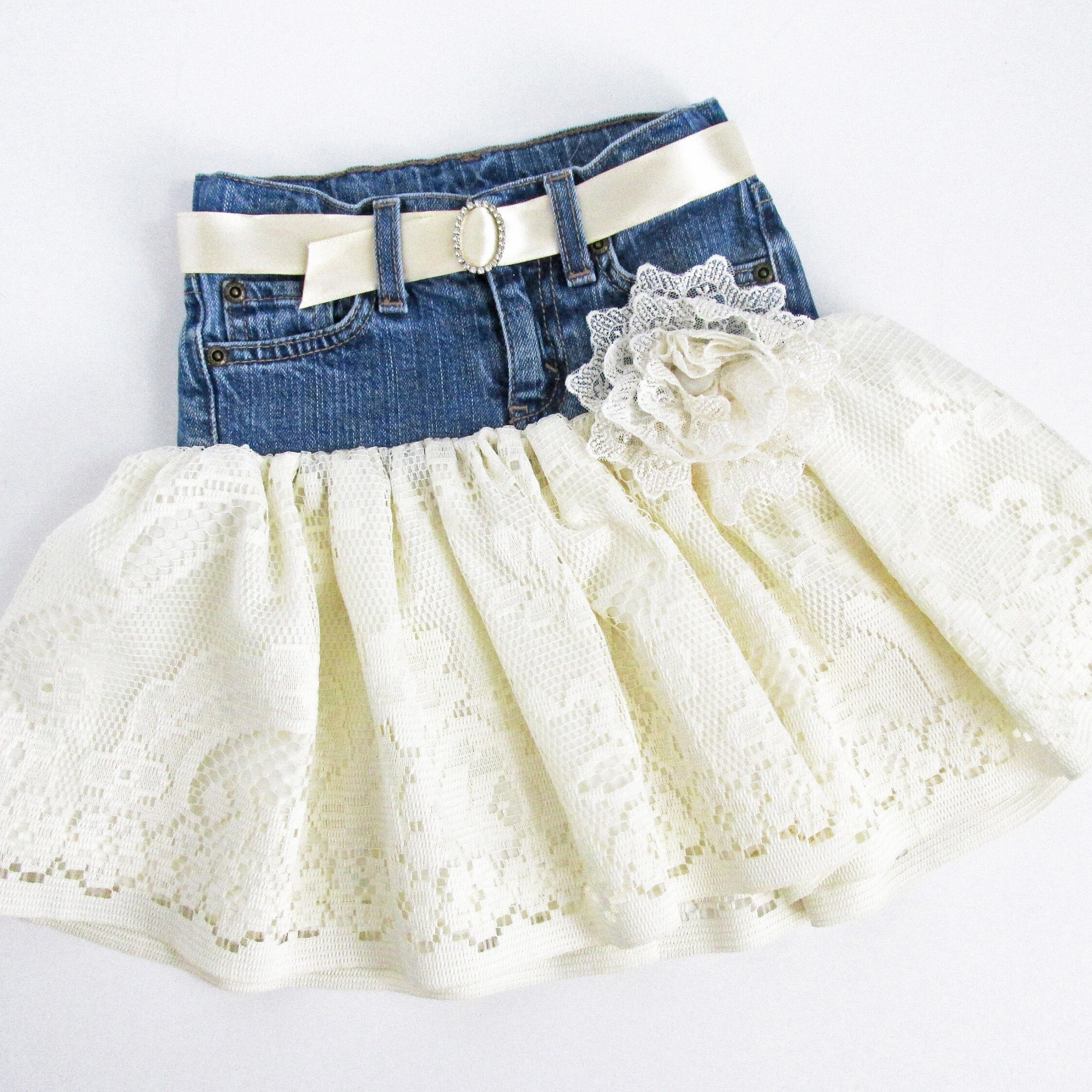 Girls White Denim Ripped Mom Skirt | New Look