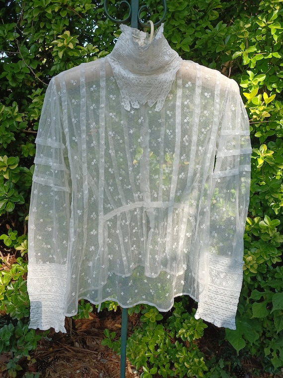 STUNNING ANTIQUE EDWARDIAN lace lawn blouse! - image 3