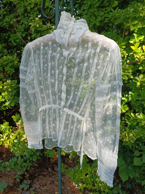 STUNNING ANTIQUE EDWARDIAN lace lawn blouse! - image 2