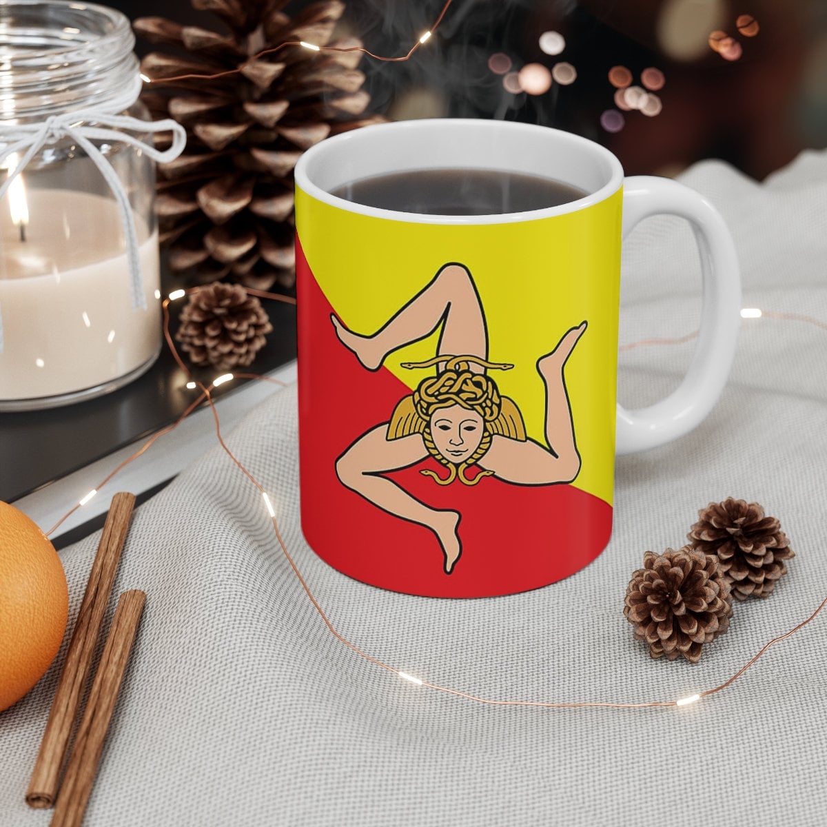 Sicilian Trinacria Flag Mug 11oz | Trinacria Flag Mug | Sicilian Mug | Trinacria Mug