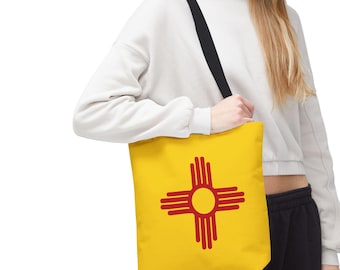 Zia Sun Symbol Tote Bag | New Mexico Inspired Yellow Canvas Tote