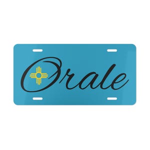 Plaque de toilette « Orale » Nouveau-Mexique : étiquette de voiture en aluminium avec symbole Zia