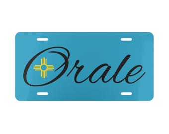 New Mexico 'Orale' Vanity Plate: Zia Symbol Aluminum Car Tag