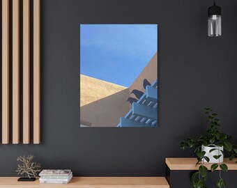 Crows on Pueblo Roof Matte Canvas | Southwestern Minimal Wall Art