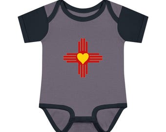 Zia Sun Symbol with Heart Infant Bodysuit | New Mexico Zia Baby Onesie