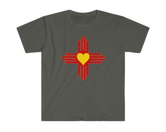 Zia with Heart Unisex Softstyle T-Shirt | Santa Fe Shirt | New Mexico Shirt | New Mexico Zia Symbol Shirt