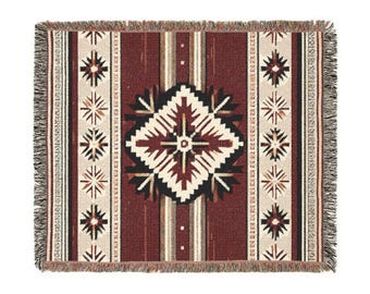 Southwestern Diamond Woven Blanket | Navajo Inspired Throw