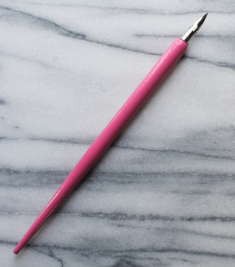 Pink Calligraphy straight nib pen holder. Wood finish. Elegant Etsy