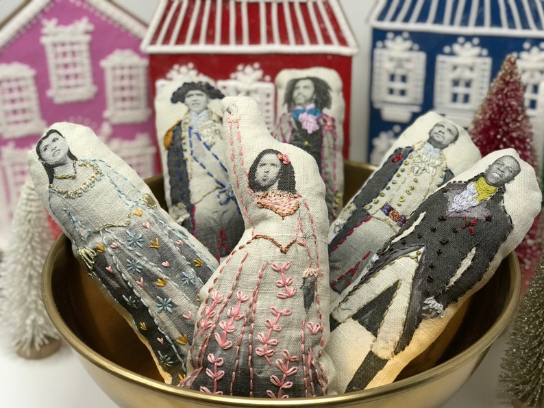 Hamilton Musical Hand Embroidered Dolls, Perfect Gift for a Hamilton Fan, Hamilton Gift, Hamilton Doll, Eliza, Thomas Jefferson