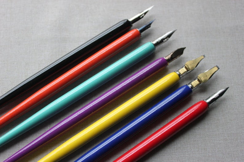 Calligraphy Straight Nib Pen Holder. Wood Finish. Elegant Dip Etsy