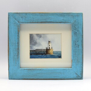 Blyth-Leuchtturm, Northumberland. Ein fantastisches gerahmtes Original Aquarellbild vom Arty Northumbrian.