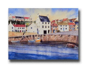 Port de Crail. Une superbe carte de vœux faite à la main par Ray Stephenson. Très moderne et rétro.