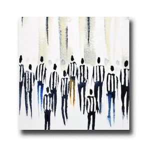 The Pilgrimage, un elegante biglietto d'auguri fatto a mano da 5X5 pollici, stampato da un dipinto ad acquerello originale di Ray Stephenson, astratto e retrò