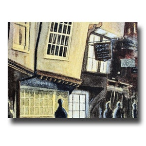 The Shambles, York, une superbe petite carte de voeux faite main à partir d'une aquarelle originale de Ray Stephenson. Une carte chic et moderne.