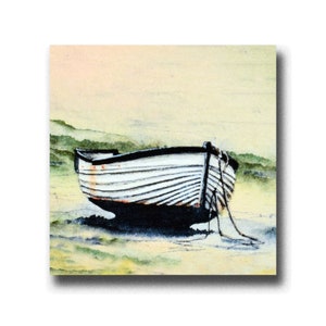 Aigu et sec, Alnmouth. Une superbe carte de voeux faite main de 5 x 5 pouces. Imprimé à partir d'une aquarelle originale de Ray Stephenson.