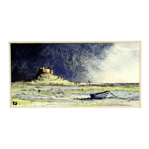 Lindisfarne Castle, Northumberland. A fantastic Ray Stephenson original watercolour painting.