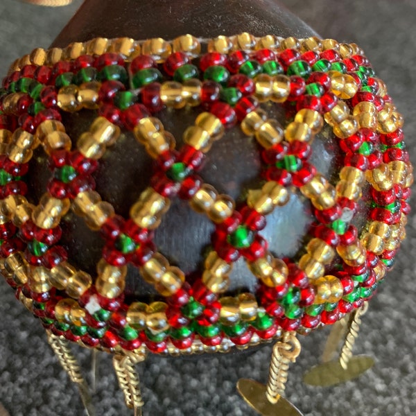 Maasai gourd beaded rattle