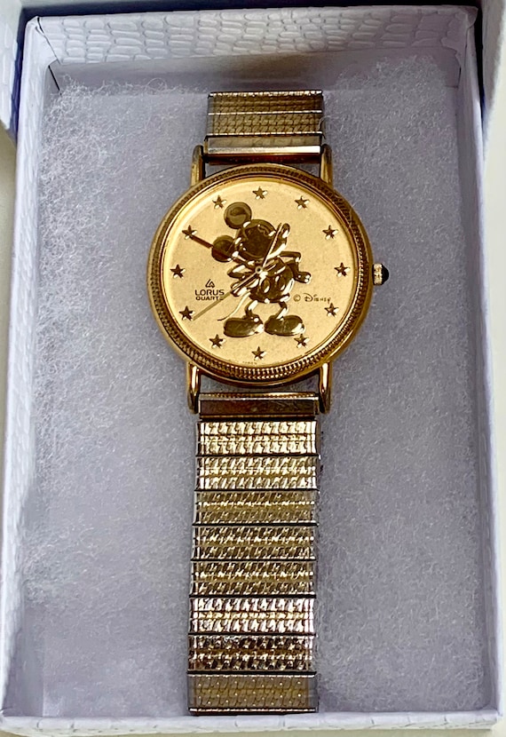 Vintage gold mickey mouse watch new arrivals