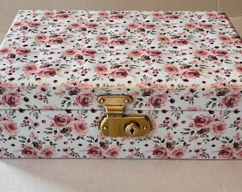 Vintage Mele Jewelry Box, Upcycled Floral jewelry box, mid century jewelry box