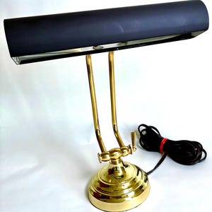 bankers lamp, vintage brass desk lamp, vintage brass piano lamp, brass adjustable bankers lamp