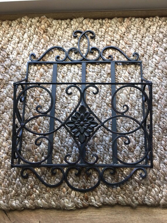 Vintage Wrought Iron Mail Holder Vintage Wall Mount Mail Etsy