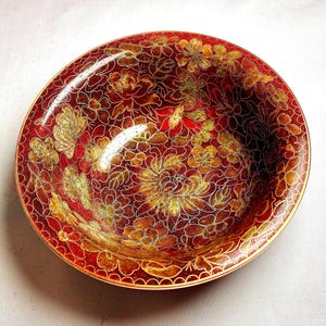 Vintage Cloisonne Bowl, Cloisonne Floral bowl, Cloisonne Turquoise Enamel bowl imagen 4